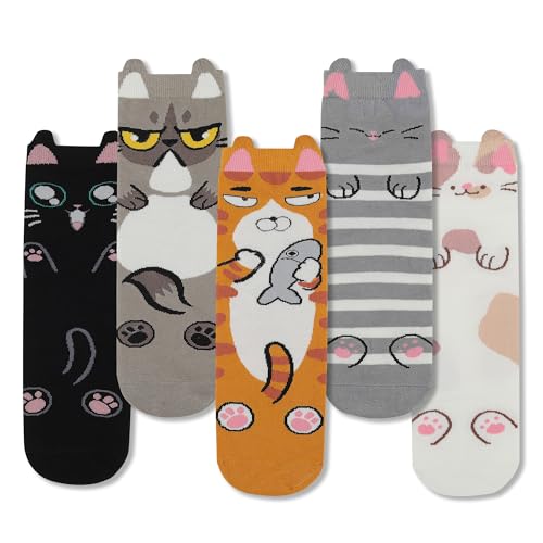 Funny Animal Socks for Women - Cute Dog and Cat Socks, Colorful Novelty Funny Socks for Animal Lover
