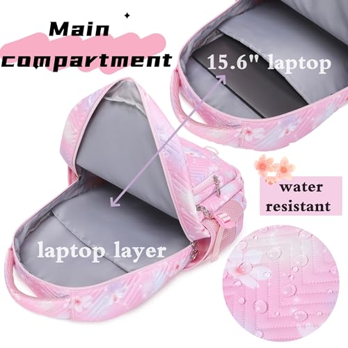 Image of Leaper Stylish Floral Travel Backpack for Women Laptop Backpack Water-Resistant Bookbags College Bags Fits 15.6 Inch Laptop Black