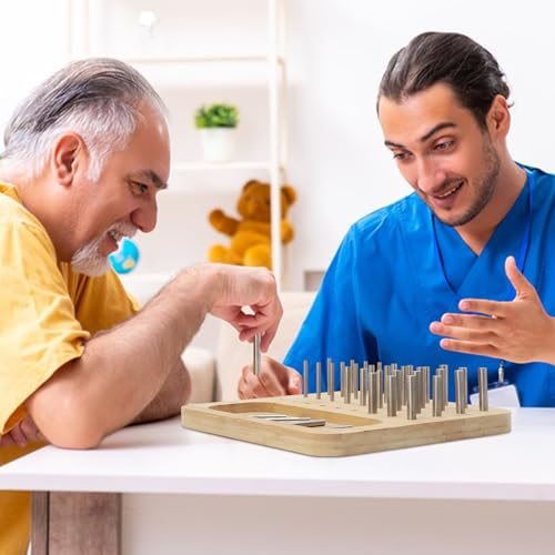Occupational Therapy Toys,Stroke Therapy Equipment for Adults,Occupational Therapy Tools,36-Hole Wooden Pegboard for Occupational Therapy,Laser Cut Cylindrical Stainless Steel Rod, Smooth and Flat - Image 3