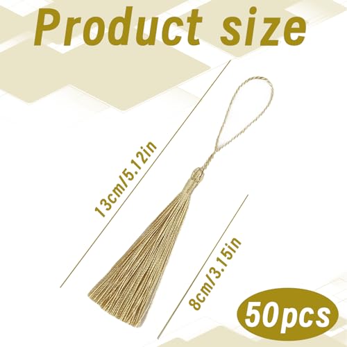 SOGHO 50 Stück Gold Mini Quasten, Quasten Anhänger, Quaste, Hängend, Polyester, Erntedankfest