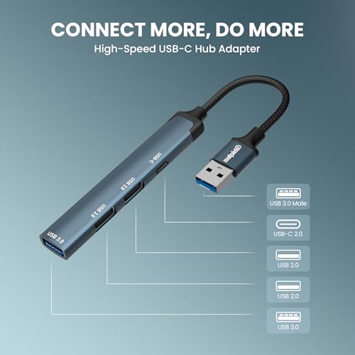 Image of SAL-DS-44C 4-in-1 USB Hub Adapter with USB 3.0x1, USB 2.0x2, USB-C 2.0x1, 5Gbps High-Speed Transfer, Aluminium Alloy Body, Lightweight Plug & Play Design for PC, Laptop, Smartphone, Tablet