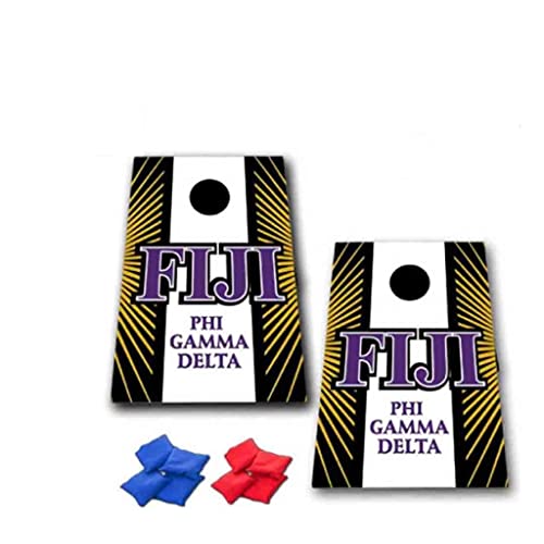 VictoryStore Cornhole Games - Fiji Cornhole Bag Toss Game - Stripe with Starburst - 8 Bags Included