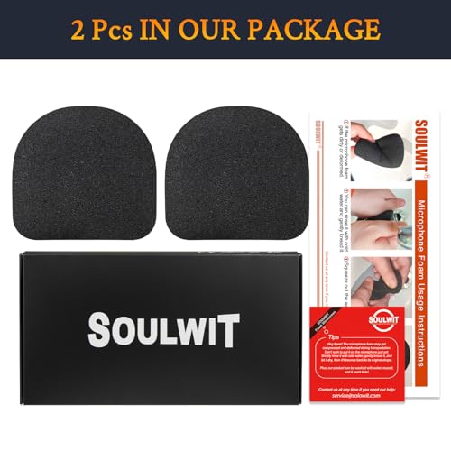 Image of SOULWIT 2Pcs Microphones Pop Filter for Blue Yeti /Yeti Pro USB, Protective Mic Cover Windscreen Foam for Logitech for Creators - Black