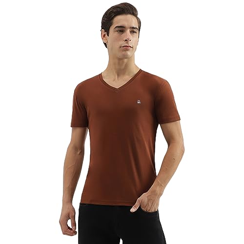 Image of UNITED COLORS OF BENETTON Men's Cotton Solid Regular Fit T-Shirt