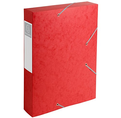 Exacompta - 10 opbergdozen met elastieken CARTOBOX - plat verpakt, rug 6 cm, glanzend 7/10 - 600 g/m² - afmetingen: 25 x 33 cm - A4 - kleur: rood