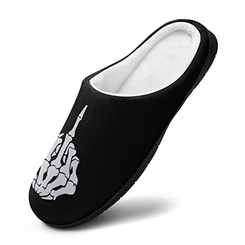 Fuck Off Middle Finger Plush Slippers Funny Graphic Footwear Cotton House Shoes for Men Indoor Outdoor2