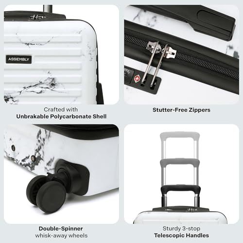Image of Assembly Stark Hard Luggage 20 Inch (55 cm) Cabin Luggage Trolley, Polycarbonate Dual-Tone Design, TSA Lock, Silent 8 Spinner Wheels, Hard Shell Travel Cabin Marble