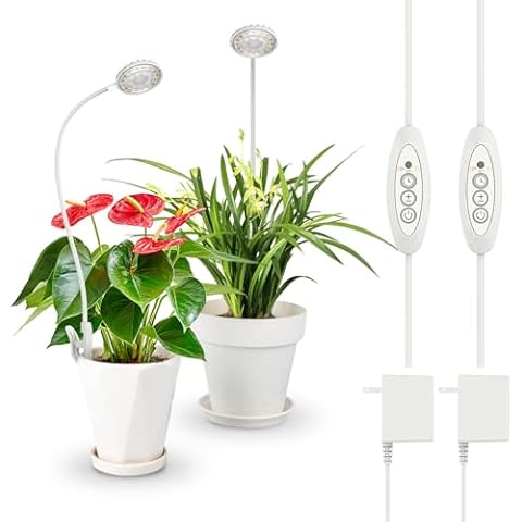SGLEDs Grow Light, Full Spectrum LED Plant Lights for Indoor Growing, 10 W Pot Clip On Growing Lamp with Auto On/Off Timer 3/6/12H, 4 Dimmable Brightness, Ideal for Indoor Seed Starting, 2 Pack Cover