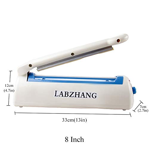 LabZhang 8inch Impulse Bag Sealer,Impulse Heat Sealer,Manual Poly Bag Heat Sealer Heat Seal Closer with 2 Replacement Kit,White - Thumbnail 2