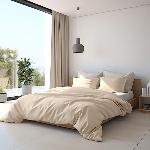 200 Thread Count 100% Egyptian Cotton Quilt Duvet Covers Sets for Bedding with Pillow cases | double duvet cover | single duvet cover set | king size duvet set covers | (Mocha, Single)
