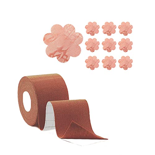 Medimama Invisible Breast Lift Tape for Women,Adhesive Push Up Bra Tape Nipple Cover, Chest Tape Athletic Tap,Body Tape Boobytape Brown