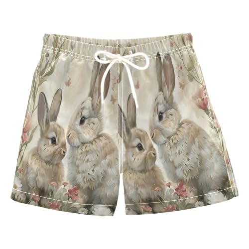 Kids Swimming Trunks, Anti Chafe Swim Trunks for Boys 2 T, Spring Bunnies Easter Rabbit