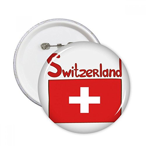 Badge bouton pins drapeau suisse rond rouge pour vêtement L DIYthinker