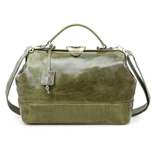 Image of CONTACTS Doctor Bag Purse for Women Luxury Leather Handbag with Lock Shoulder Bag Vintage Top Handle Bag
