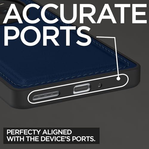 Image of Amazon Basics Back Cover for Realme 14 Pro 5G | Flexible Pu Leather | Full Camera Protection | Raised Edges | Super Soft-Touch | Bumper Case (Blue)