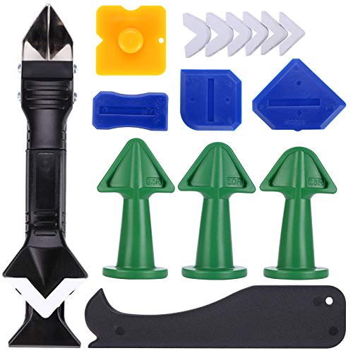 Silicone Caulking Tools, 3 in 1 Caulk Remover Tool Kit, Sealant Caulk Nozzle Applicator Grout Removal Scraper, Silicone Nozzle Applicator For Kitchen Bathroom Window Sink Joint