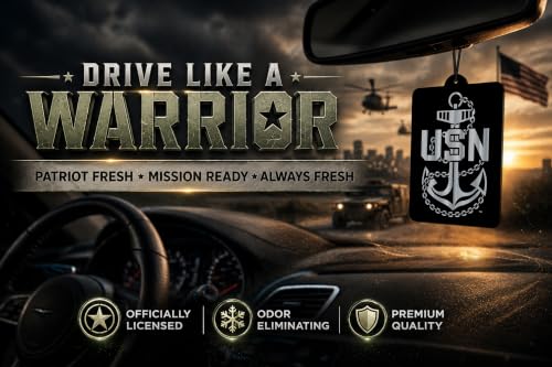 Image of Elektroplate US Navy Anchor Car Air Freshener 6-Pack | Officially Licensed, Long-Lasting Arctic Patrol Scent, Vivid Naval Graphics, Versatile Hanging Design