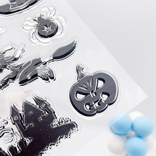 Skeleton Bat Clear Stamps Witch Broom Pumpkin Pattern Transparent Seal Stamps For Holiday Card Making Decoration And Diy Scrapbooking Album Diy Crafts #TOP4