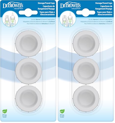 Image of Dr. Brown's Replacement Travel Caps for Dr. Brown's Original, Options, and Options+ Baby Bottles, 3 Count (Pack of 2)
