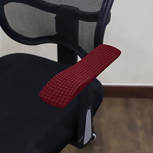 Image of FORCHEER Office Chair Armrest Covers Stretchable Water Resistant Spandex Stretch Jacquard Elastic Band Computer Office Chair Arm Pad Covers Chair Slipcover for Desk Chairs Arm 2P-Wine Red