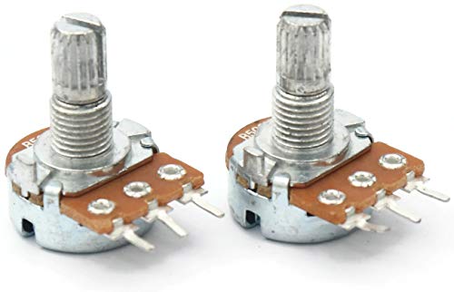 Image of Electronic Spices 500K Rotary potentiometer round shaft handle 3 pin pack of 2pcs