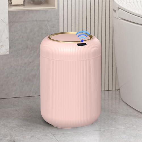 Image of Smart Bathroom Trash Can with Lid，3 Gallon Bathroom Garbage Can Automatic Touchless，Motion Sensor Trashcan, Baby Diaper Trash Bin, Mini Pink Waste Basket for Bedroom, Kitchen, Restroom, Office