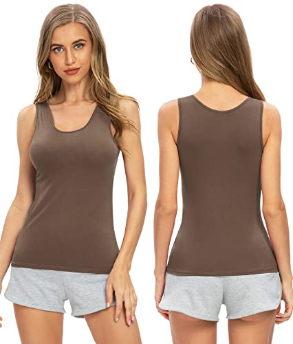 Image of Air Curvey 4 Pack Tank Top for Women Basic Undershirt Tanks Sleeveless Casual Shirts Soft Seamless Layering Tops