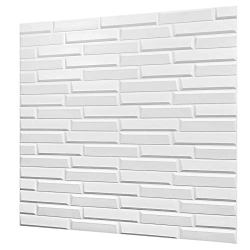 Image of 3D Oblique Pattern Wall Sticker - White PE Foam Self-Adhesive Waterproof Panel for Bedroom, Living Room & Office | Washable DIY Wallpaper (70 x 70 cm)