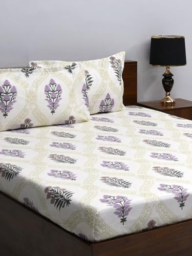 Image of Bombay Dyeing Mimosa 164 TC Microfiber Purple Double Size Bedsheet with 2 Pillow Covers