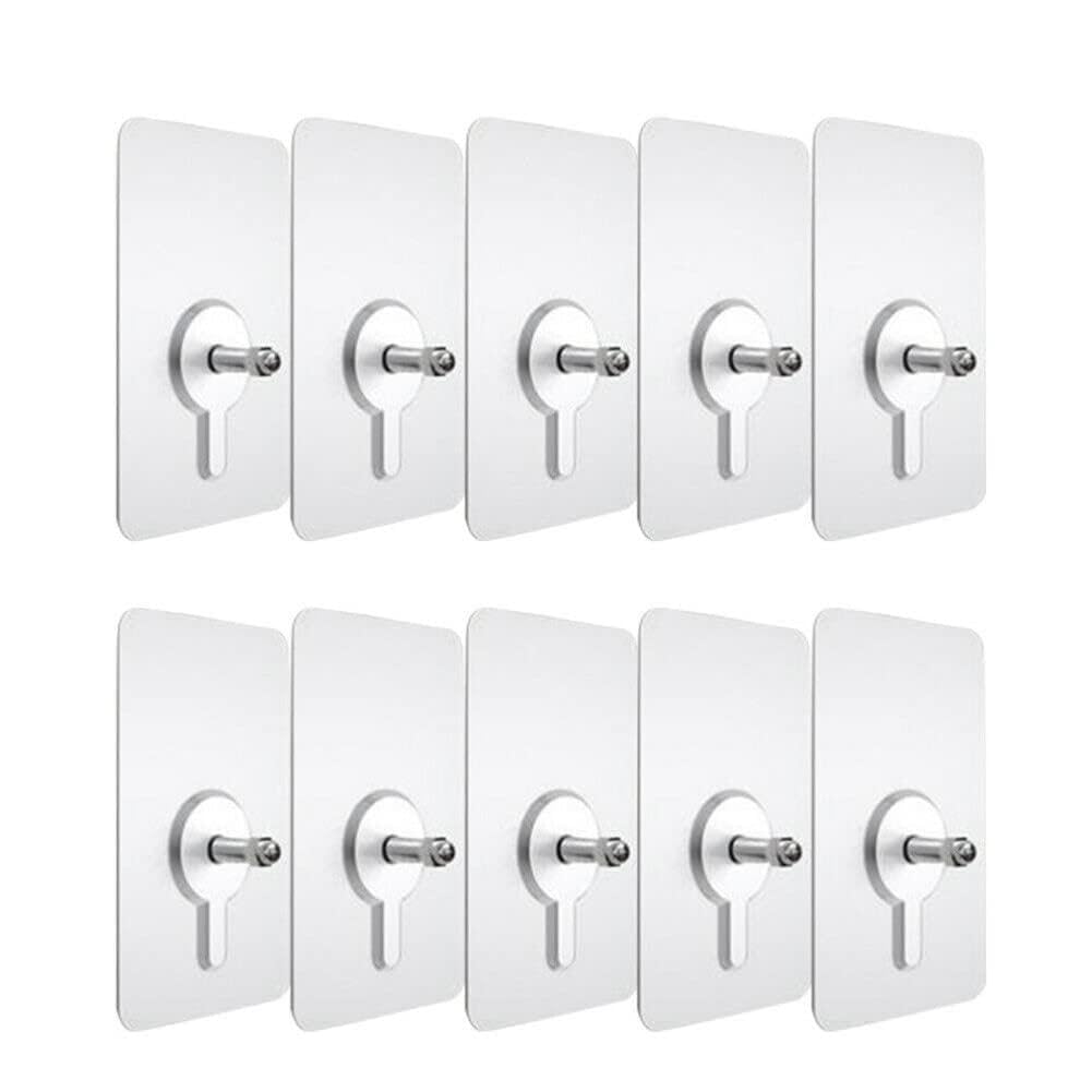 10-Piece Screw- Wall Picture Hooks Drywall Acrylic Nails, 6x6 cm, Up to 5 kg Load Capacity