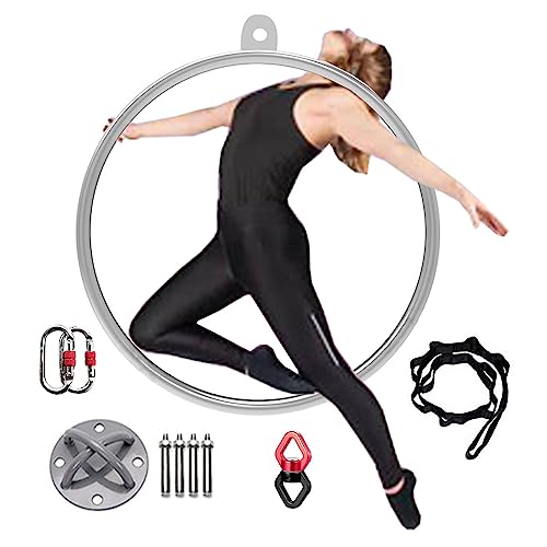 Adult Dance Yoga Aerial Hoop Set, Stainless Steel Lyra Hoop Kit/Fitness Yoga Rings, Single Point Gym Sport Art Aerial Rings, 90/95cm (Size : Diameter-90cm(35 1/2