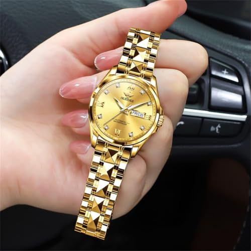 Image of OLEVS Womens Watch Classic Dress Number Female Watches for Ladies Analog Quartz Stainless Steel Waterproof Luminous Day Date Two Tone Easy to Read Wristwatch