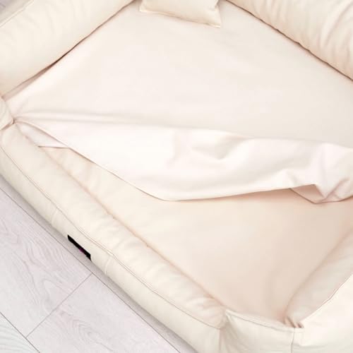 tierlando® Orthopädisches Hundebett Goofy Easy Clean aus Kunstleder mit Matratzenschoner, für mittelgroße und große Hunde Größe: 130x100cm Farbe: 05 Creme