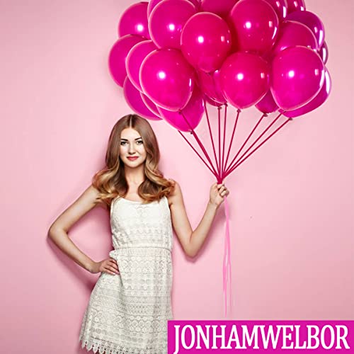 Image of Jonhamwelbor Party Balloons Hot Pink Latex Balloons 100pcs 12inch Wedding Birthday Bride Bachelorette Party Decorations(with Hot Pink Ribbon)