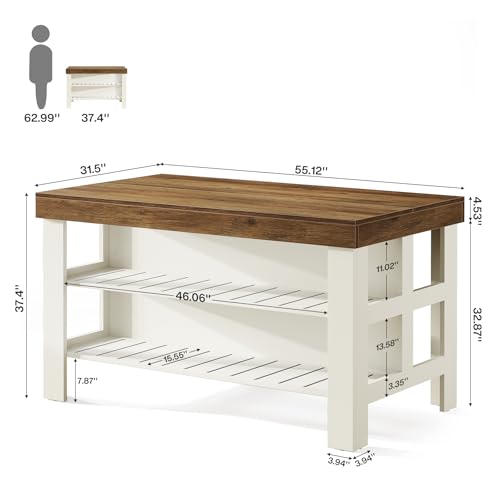 image for Tribesigns Kitchen Island with Storage and Seating, Farmhouse Large St