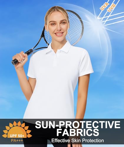 Image of Casei Womens Shorts Sleeve Polo Golf Shirts Quick Dry UPF 50+ Tennis Pickleball Top Collared Casual Work Athletic Shirts