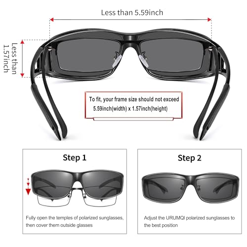 Image of URUMQI Polarized Sunglasses Fit Over Glasses for Men Women UV400 Protection | Wraparound Sun Glasses for Driving, Fishing & Beach, Trendy Shades