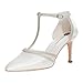 Braut jetzt! Frauen Stiletto Ferse Glitter Ankle Strap Schlank Gericht Satin Hochzeit Gericht/Pumpe Elfenbein/Creme 8 cm Hohe Ferse Schuhe (Numeric_40)