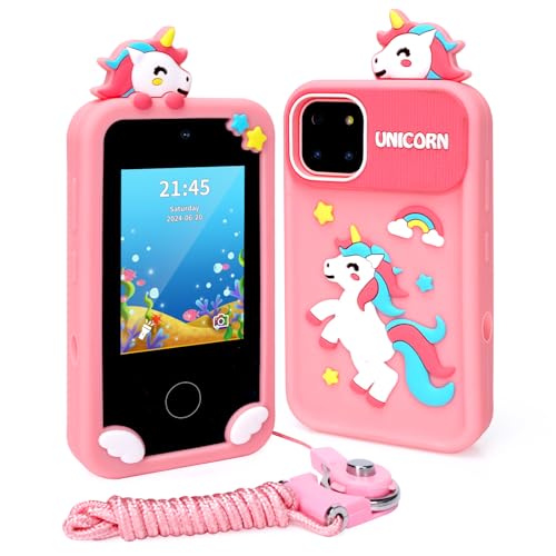 Fullove Mädchen Geschenk 6 7 8 9 Jahre Kinder Smartphone: Geschenke für 6-10 Jährige Mädchen Kinder Handy Geburtstagsgeschenk für Mädchen 7 8 9 10 Jahre Spielzeug ab 10-12 Jahre Rosa Smartphone Pink