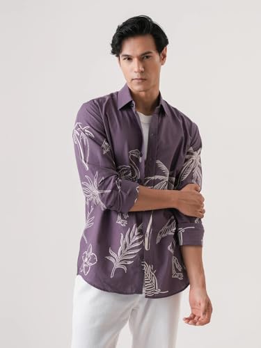 Image of Pinkmint Men Printed Cambric Cotton Shirt |Stylish Designer| Lightweight Summer Wear| Regular Fit Shirt for Men (Available in Plus Size)
