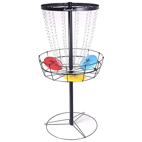 Gamesun Disc Golf Basket, Disc Golf Target with 3 disc, PDGA Standard Size Disc Golf Target with 12 Heavy Duty Chains Cover