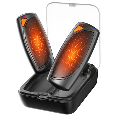 Hand Warmers Rechargeable with Charge Case, 2 Packs 14,000mAh Electric Hand Warmer Battery Powered Dual Sided Reusable Long Battery Life Portable Pocket Heater Gifts for Men Women Golf, Hunting Gear