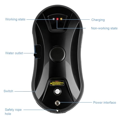 Image of Window Cleaner Robot with Ultrasonic 5600PA Auto Water Glass Cleaning Automatic Smart Robot Cleaner,Window Vacuum Cleaner with Control Windows /Tiles /Class Door Indoor Outdoor (Black)