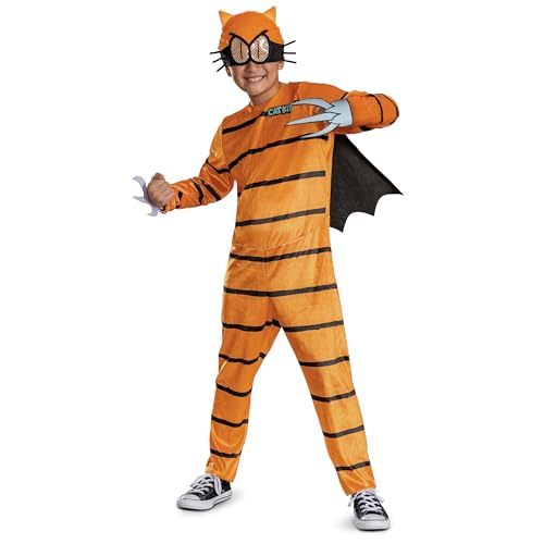 Disguise Disfraz de perro, hombre, gato, niño, con licencia oficial, incluye capa, inspirado en la máscara de gato, overol detallado para niños, tela suave, para edades de 4 a 6 y 7 a 8 años