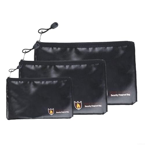 Bolsa de documentos ignífuga con cierre y tela de vidrio de sílice resistente a altas temperaturas para guardar archivos y documentos importantes (29 x 20 cm)