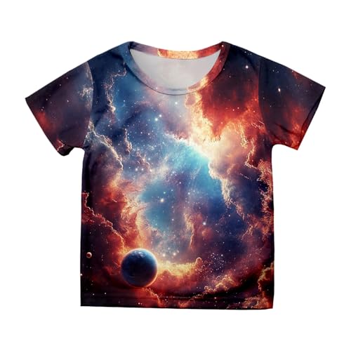 Camiseta de manga corta para niña con estampado de estrellas, azul claro, 3-4 años