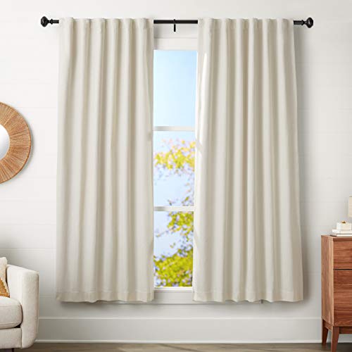 AmazonBasics - Bastone per tenda, con terminali a pomolo, da 183 a 366 cm, diametro 3 cm, nero