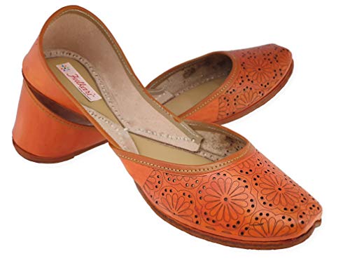 Image of Fulkari Women Cutwork Casual Genuine Soft Leather Jutis | Bite and Pinch Free Juttis | Punjabi Jutti | Girl's Office Flat Ladies Mojari | dailywear Ethnic Juti |