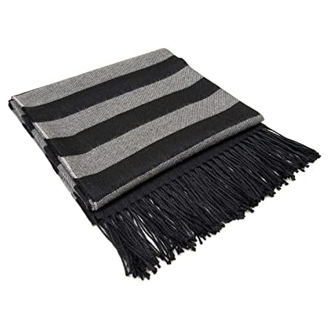100% Baby Alpaca Blanket Black Grey Strip Cover