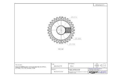 Boston Gear H3240 Spur Gear, 14.5 Pressure Angle, Steel, Inch, 32 Pitch, 0.375" Bore, 1.312" Od, 0.188" Face Width, 40 Teeth #TOP3